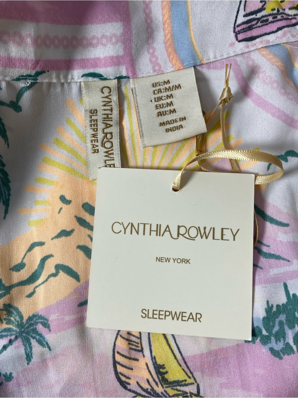 Cynthia Rowley Women's Sleepwear Set Med Button Top Short Tropical Pring NWT - Picture 3 of 8